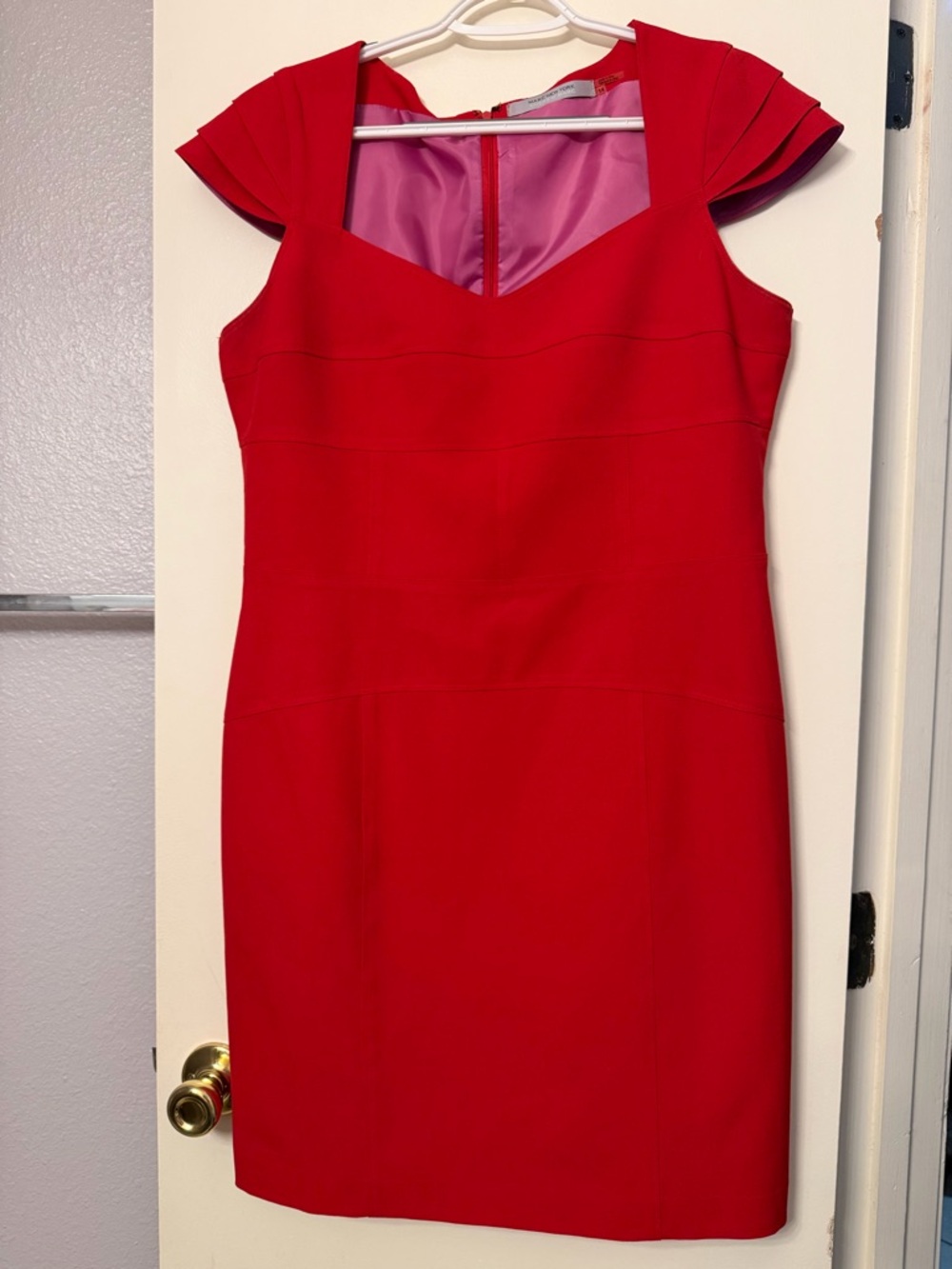 Marc New York Red Cap-Sleeve Midi Sheath Dress